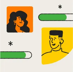 Una ilustración de un hombre y una mujer en una videollamada