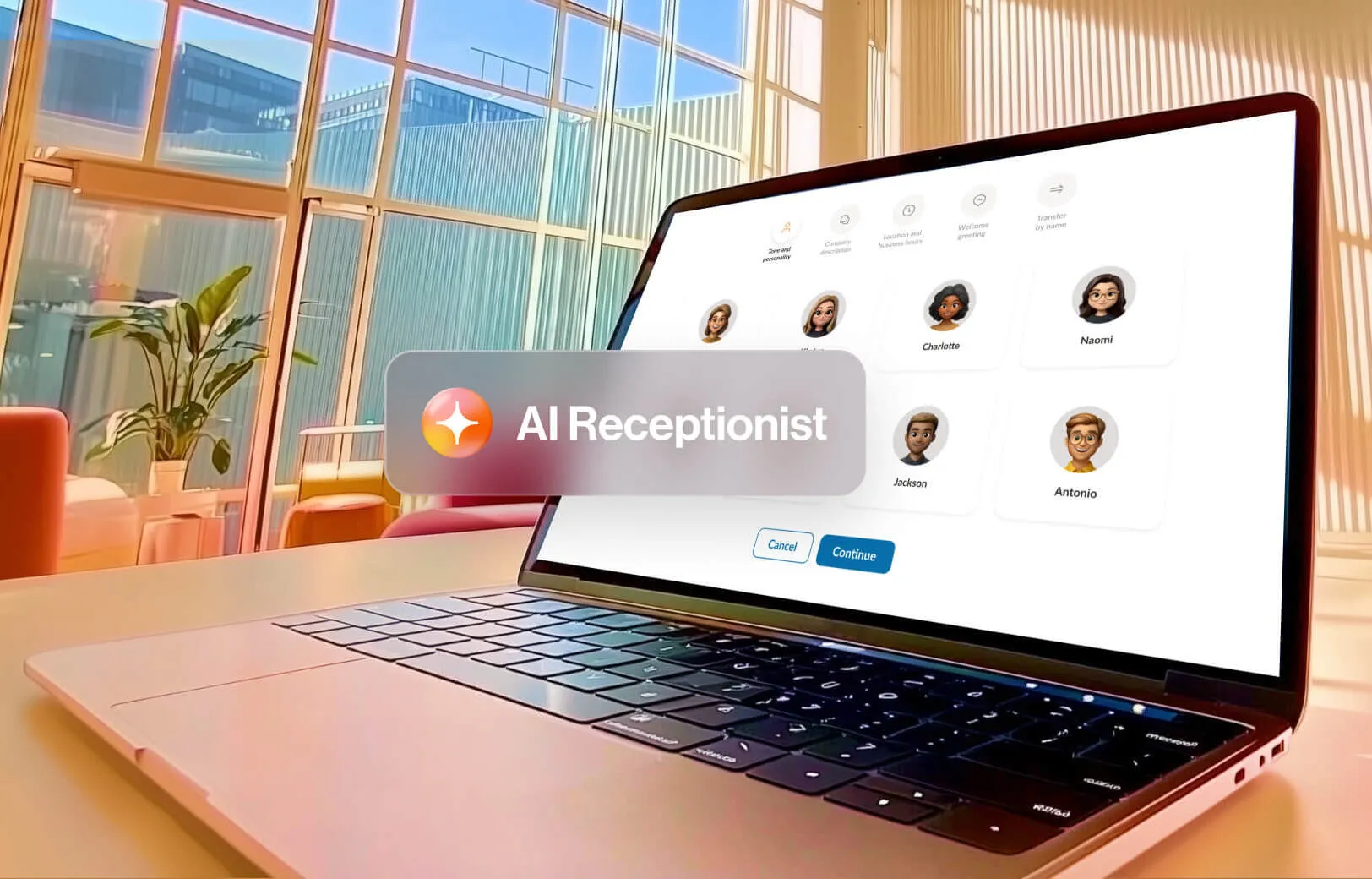 Computer next to window RingCentral AI Receptionist
