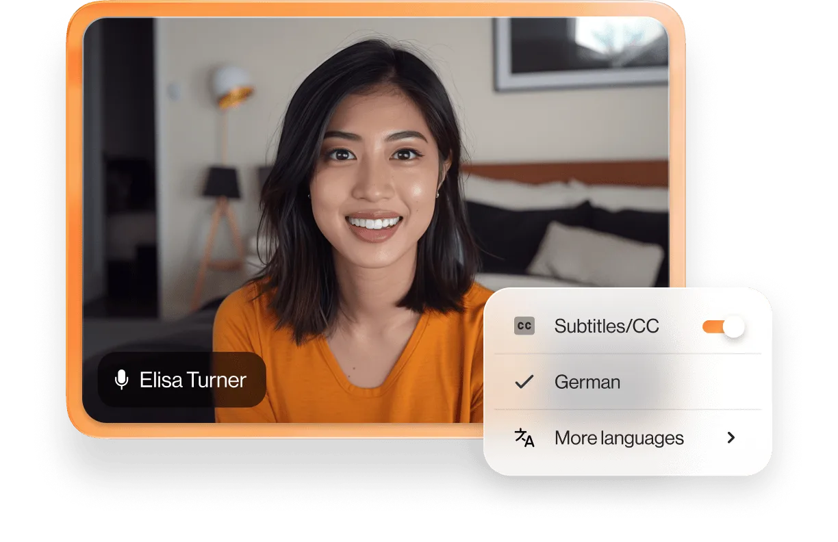 An ongoing RingCentral video call with closed captions feature enabled