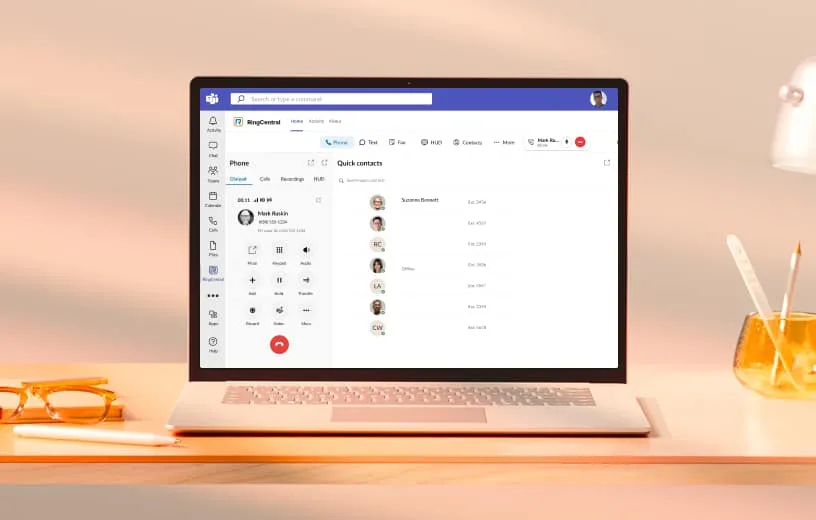 An image showing RingCentral for MS Teams on desktop