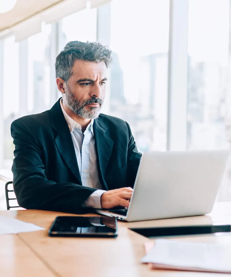 A man working on his laptop