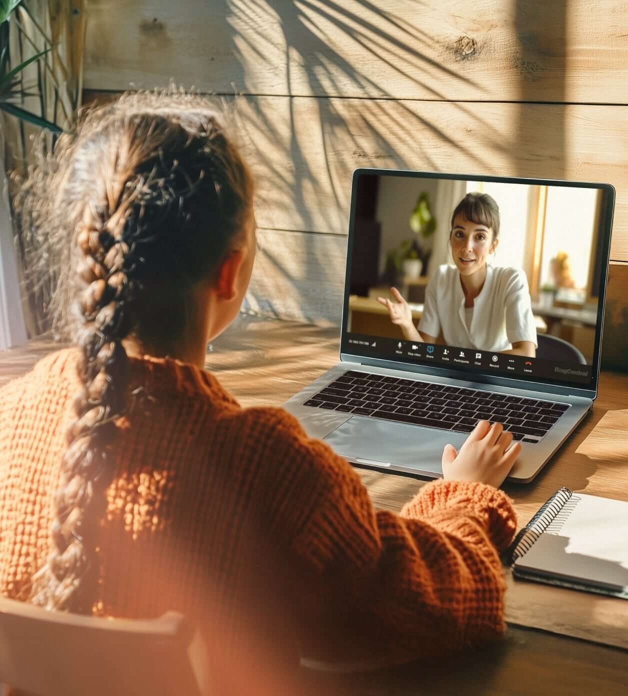 A K-12 student attending a virtual class hosted on RingCentral