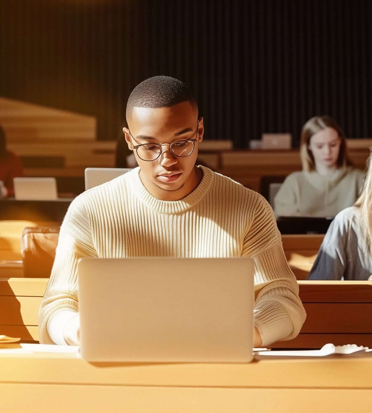 A student attending an in-person class