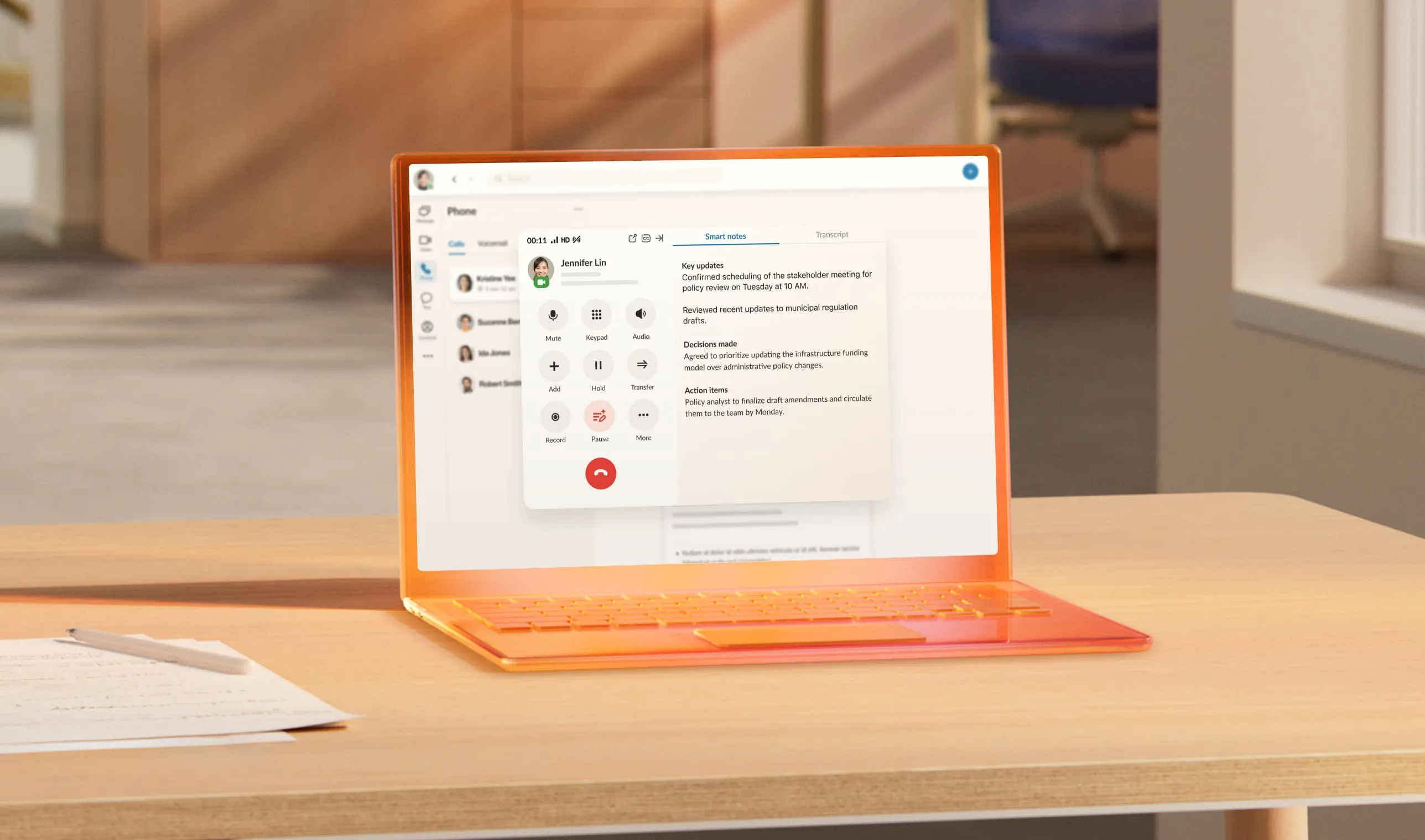 RingCentral AI notes after a phone call between government employees.