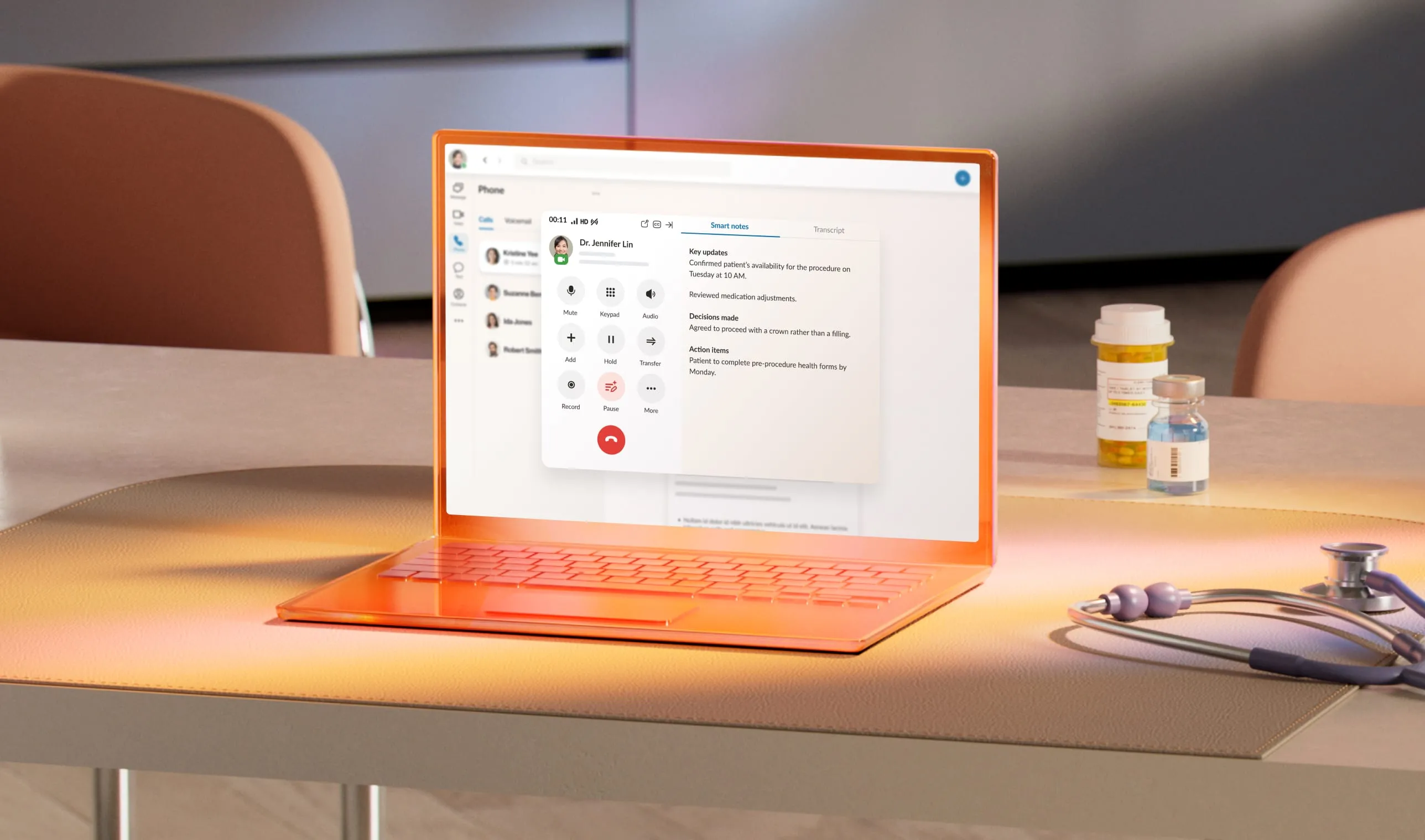 AI transcription displayed on RingCentral desktop and mobile app
