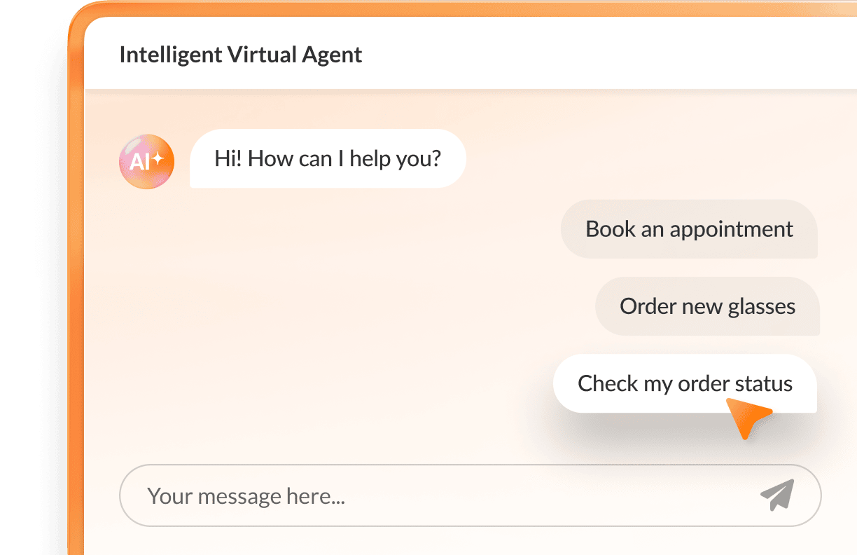 A customer checking order status with intelligent virtual agent on RingCentral RingCX