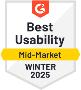G2.com Best Usability Mid-Market winter 2025 badge