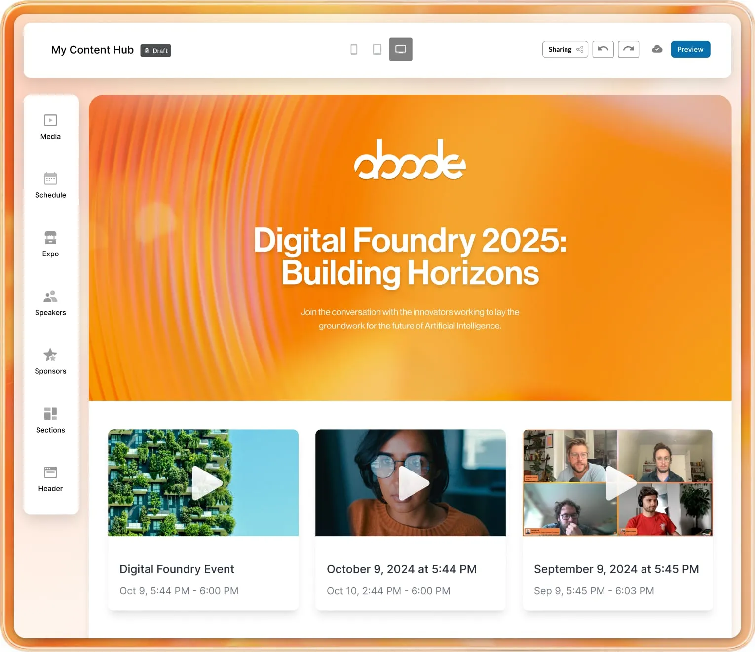 Library of past events attended via RingCentral Events