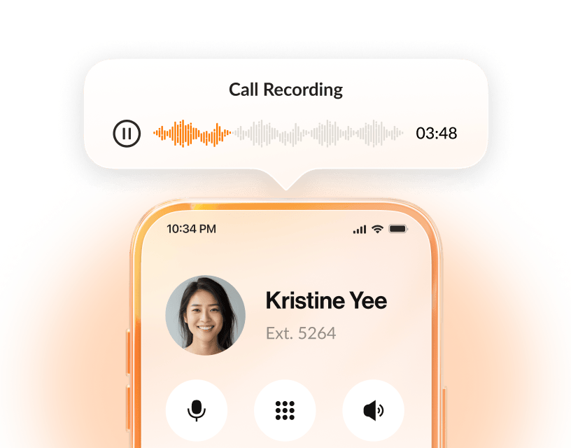 RingCentral call recording feature enabled during an ongoing phone call