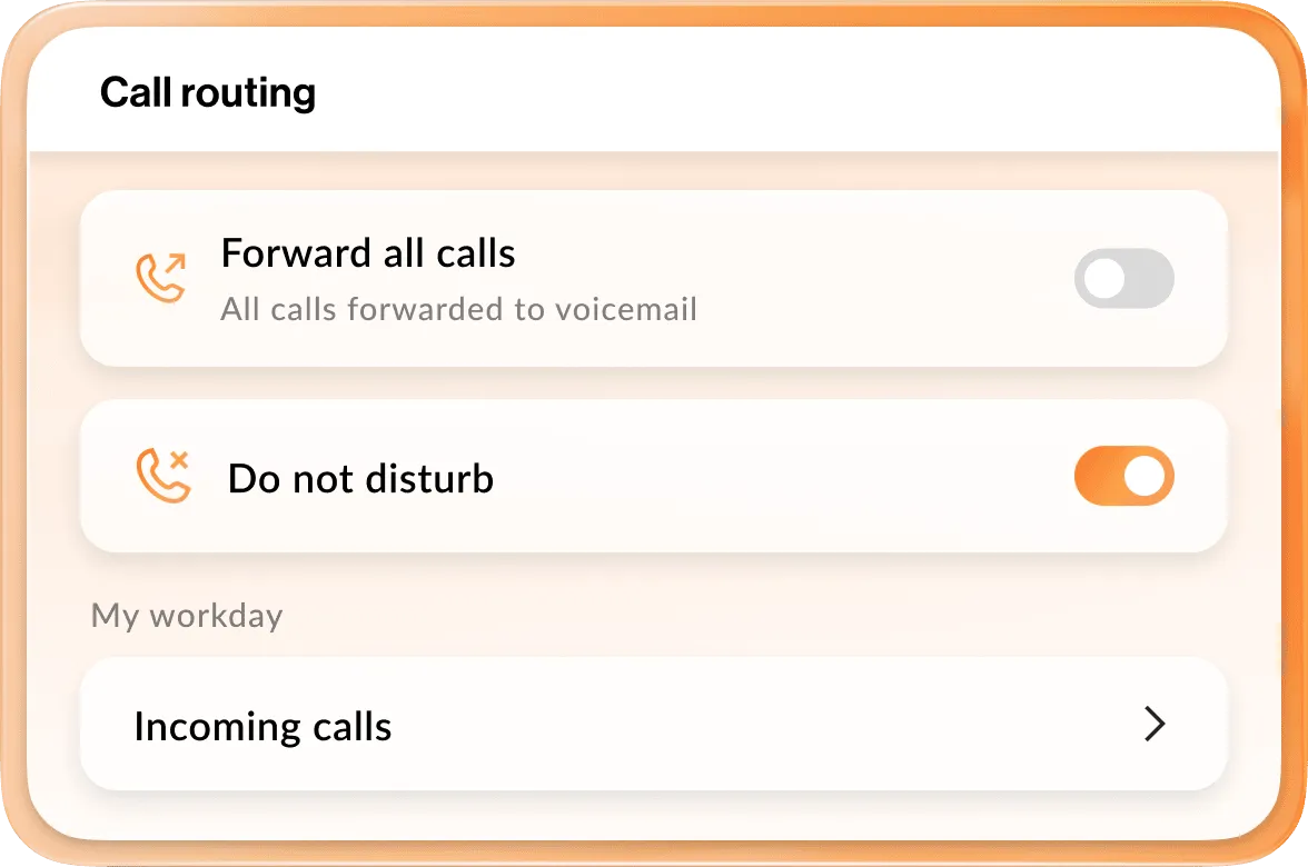 An image of RingCentral's call routing settings