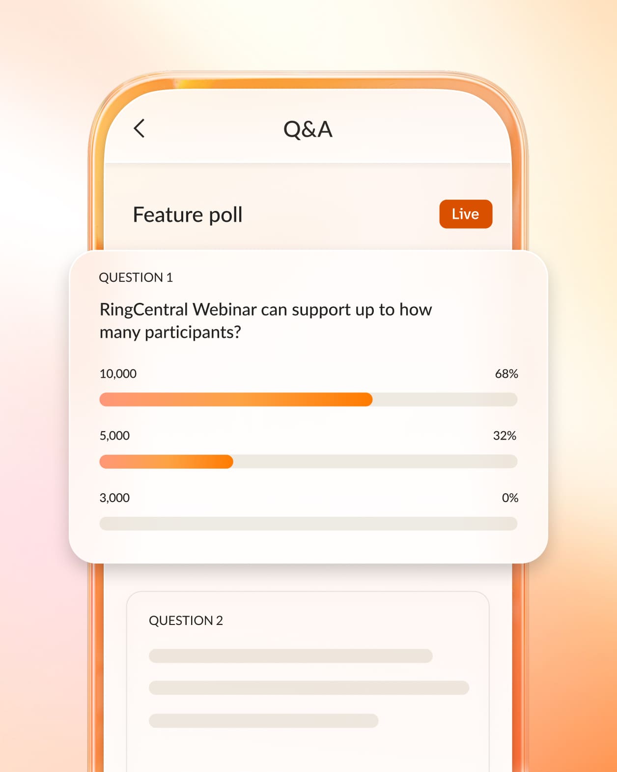 The Q&A interface of RingCentral Webinar