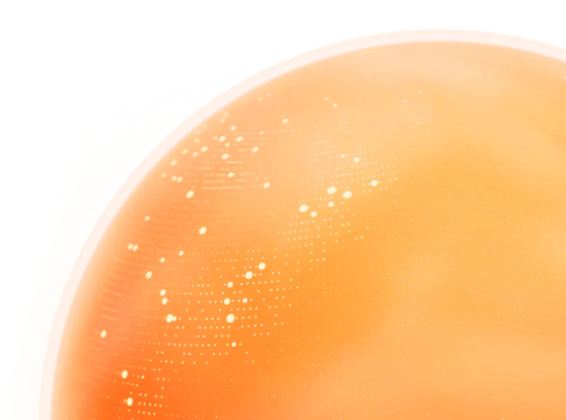 Close-up of a globe with lit-up dots representing cities